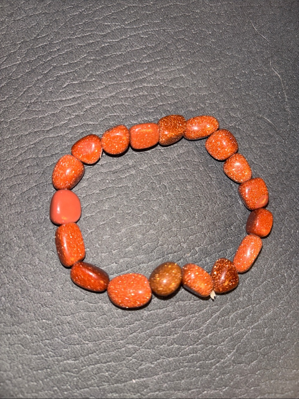Goldstone Beaded Stretch Bracelet - Red